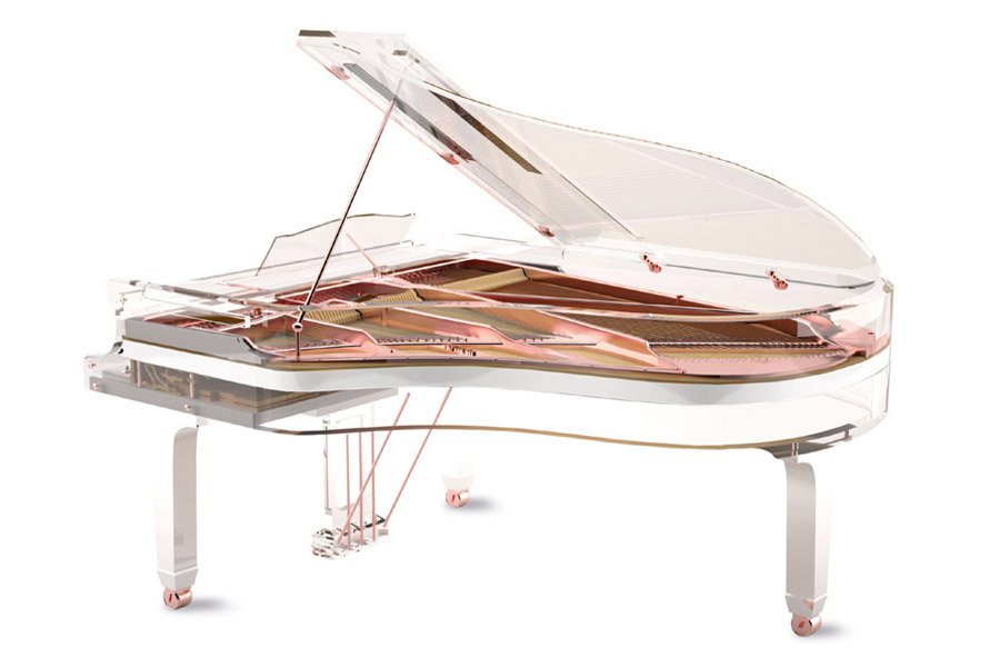 The Blüthner Crystal Edition Transparent Designer Luxury Grand Piano Rosegold White acryllic