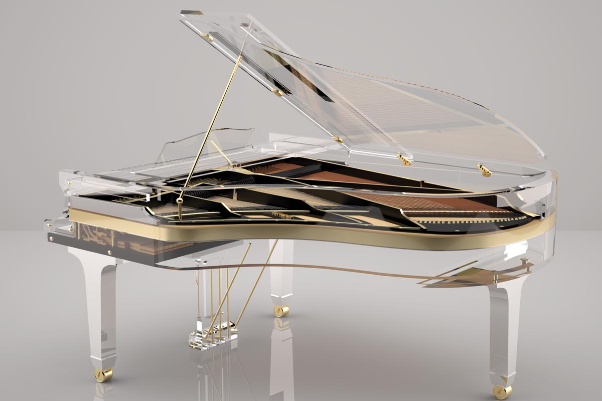 Golden Grand Piano Crystal Design 